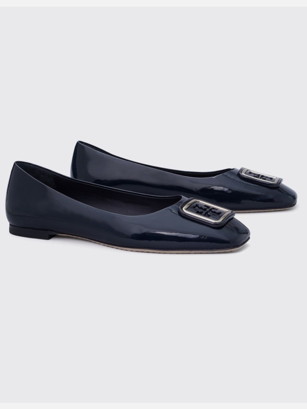 Tory Burch Georgia Patent Leather flats, size 9.5, navy